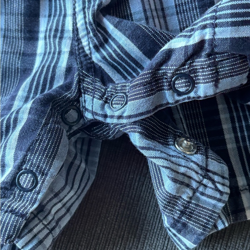 Y2K 2003 Gymboree Blue and White Plaid Overalls 12-18 months - Picture 7 of 7